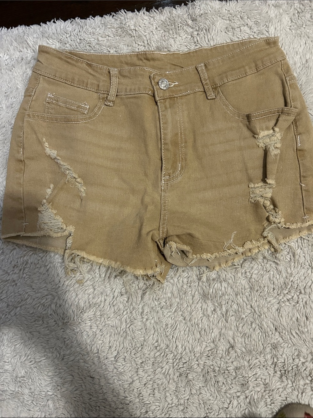 SHEIN Tan Distressed Women's Denim Shorts
